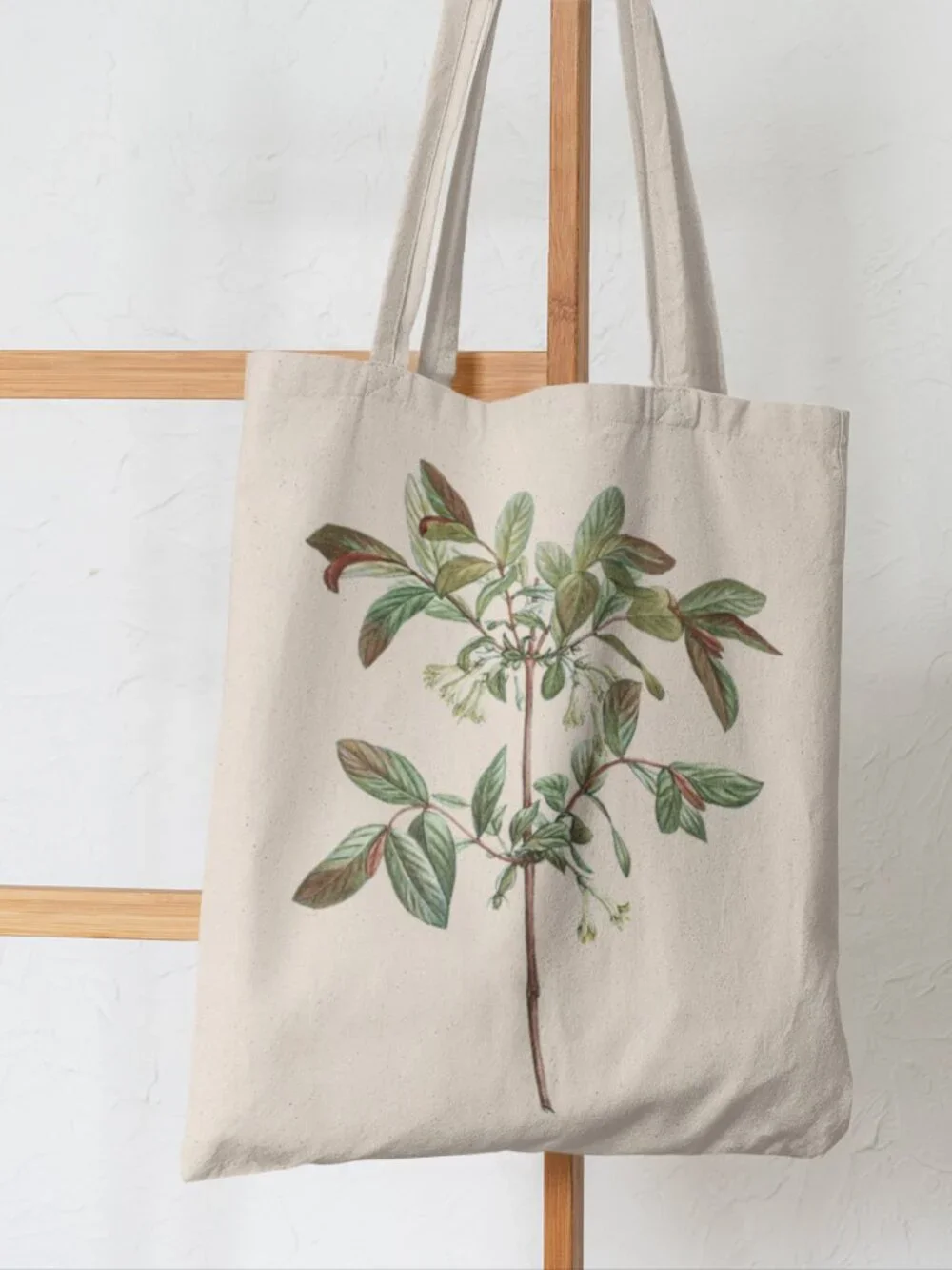 Honeyberry Vintage Floral Print Graphic Canvas Tote Bag